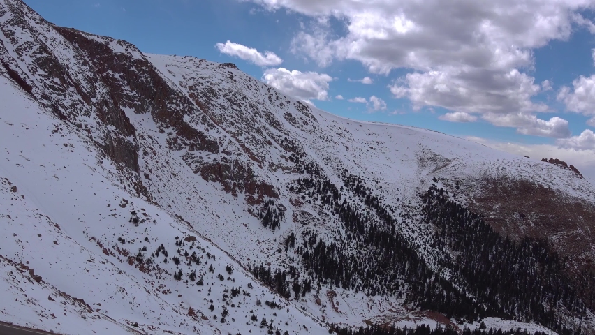 The beautiful scenic view from top of the Pikes Peak Mountains in Colorado Spring, Colorado, USA