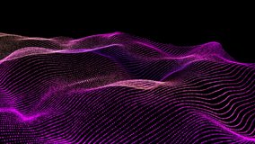 4k. Wave lines. Abstract background. Line pattern. Dots animation. Wavy texture. Motion graphics. Glowing waves. Seamless loop 3840x2160