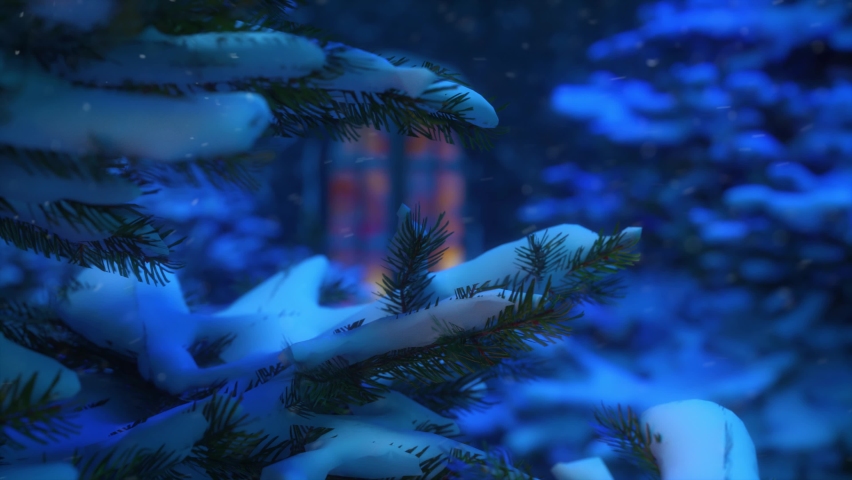 New year and Christmas 2021 background. Christmas tree branch with needles and falling snow. Depth of field. 3d animation of 4K | Shutterstock HD Video #1062259588
