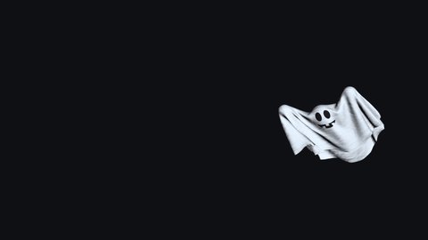 Spooky Ghost - Flying Loop - 3D Animation - Alpha Channel