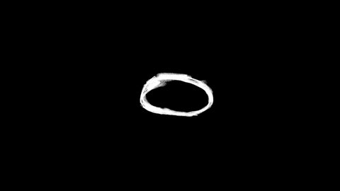 Grunge animation of white pencil stroke circle getting bigger on black background. Frame by frame effect. Seamless loop.