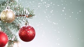 Christmas Spruce Branches with Snowflakes Falling. Super Slow Motion Filmed on High Speed Cinema Camera at 1000 fps. - Powered by Shutterstock - Get 15% off with code: PIKWIZARD15