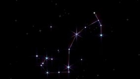 Stars Constellations & Groups Lines 4k Animation . Stars In The Sky. The Stars Connected One By One To Form The Constellation And Stars Twinkling And Shining In A Clear Night.