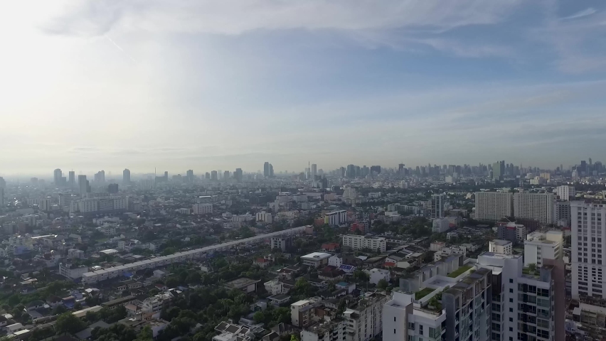 Aerial view of the drone view of Chatuchak city in Bangkok around the city. Royalty-Free Stock Footage #1062284569
