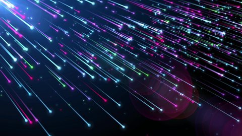 Abstract Sweet Colorful Glowing Light Beam Dots And Lines Of Aqua Rays With Optical Flare Background Animation, Last 10 Seconds Seamless Loop
