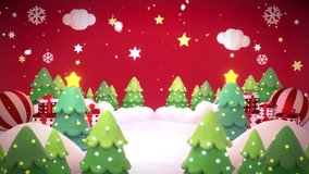 Looped cartoon Christmas landscape animation. Merry Christmas and Happy New Year greetings. - Powered by Shutterstock - Get 15% off with code: PIKWIZARD15