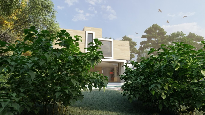 3D animation around  of a big contemporary house with a pool and a garden
 Royalty-Free Stock Footage #1062310276