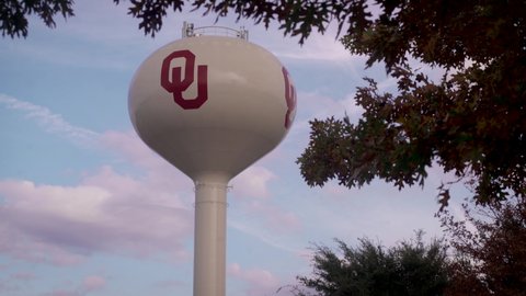 Norman, Oklahoma - November 12, 2020: University of Oklahoma OU campus water tower
