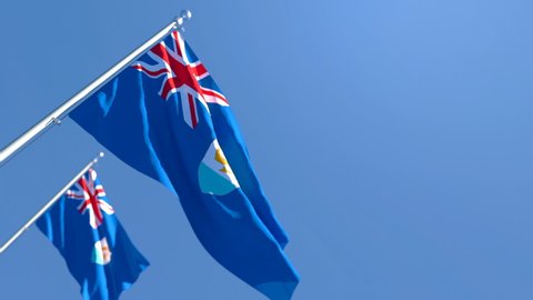 The national flag of Anguilla flutters in the wind