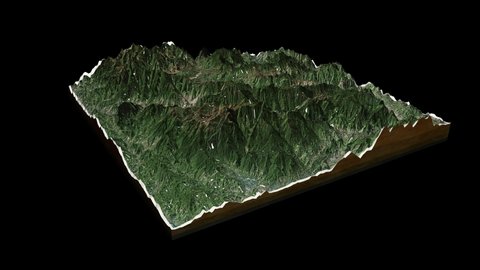 Mu Cang Chai terrain map 3D render 360 degrees loop animation