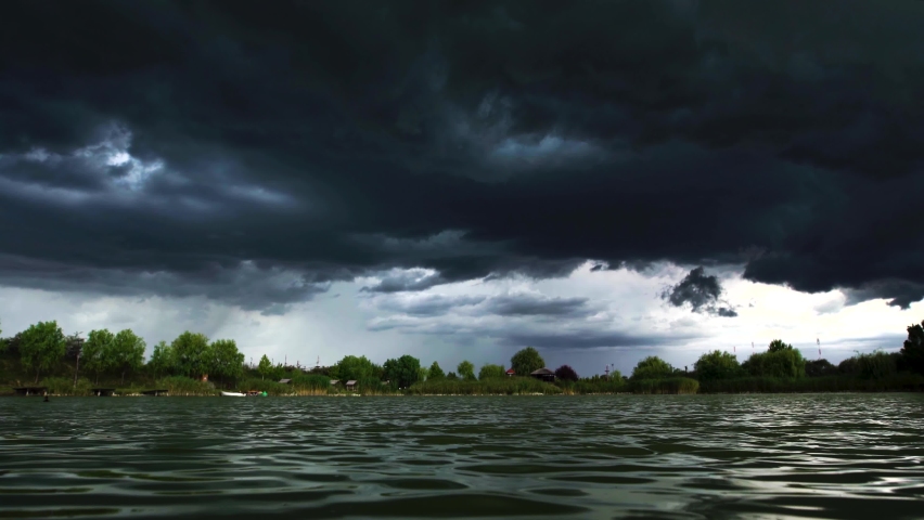 Storm clouds over the dusk lake landscape image - Free stock photo ...