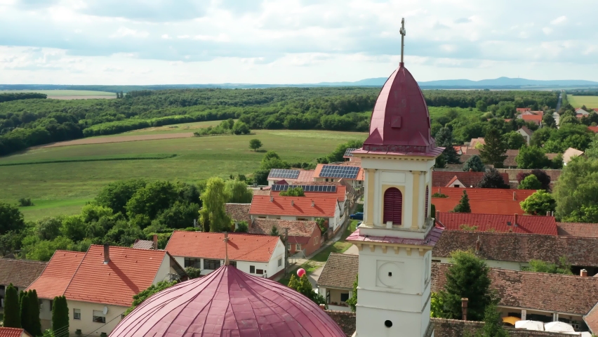 Palkonya, beautiful village aerial view in Hungary. 