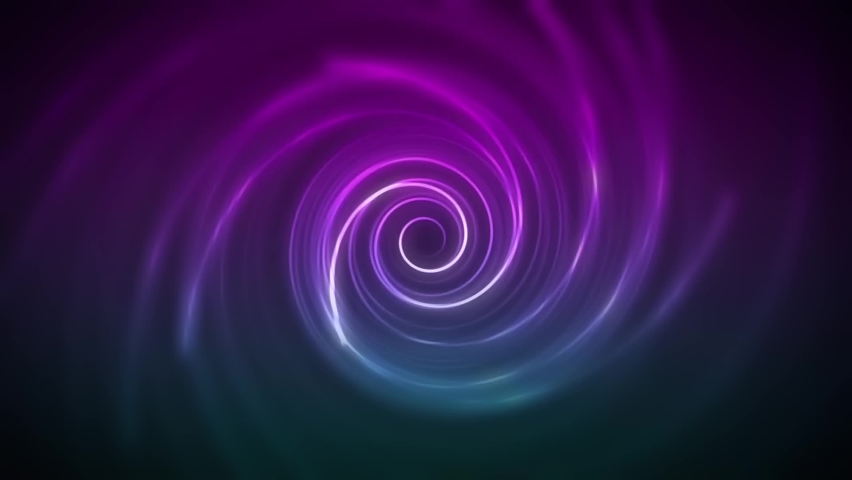 A hypnotizing looping background with a contrasting purple and cyan gradient and a spiraling object that rotates and twirls into its focused center.