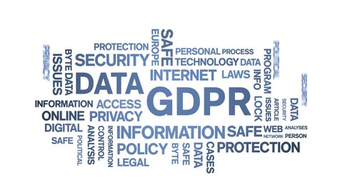 4k Data GDPR Animated Tag Word Cloud,Text Design big data Animation typography seamless loop. 