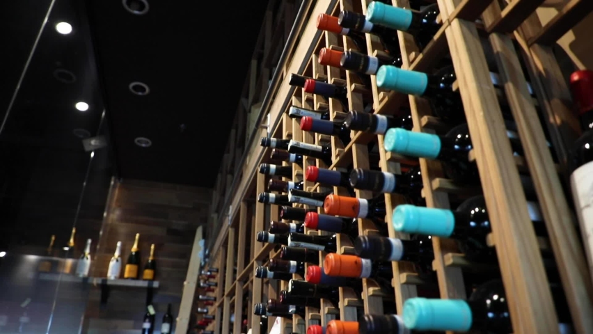 spectacular wine cellar with extensive collection
 Royalty-Free Stock Footage #1062368884