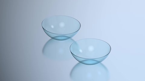 3d rendering contact lens on blue background 4k footage