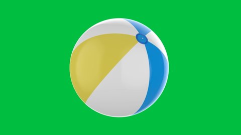 3d rendering colorful beach ball isolated on green screen 4k footage