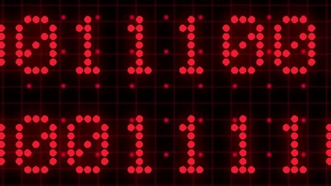 Zoom out futuristic digital data code red color screen. Abstract binary code background. Concept of science, motion graphic, digital technology, matrix background.