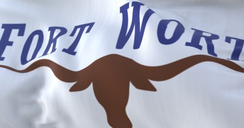 Fort Worth flag, city of Texas state, United States of America, slow - loop