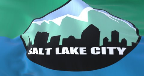 Salt Lake City flag, Utah, United States of America, slow - loop