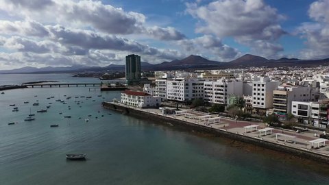 The Canary Islands. Lanzarote - CIRCA .Resort town by the ocean.