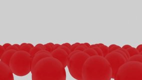 A short animated video created by a computer graphics program: red balloons are rising to the top, and a number of them are floating instead of on a white background.