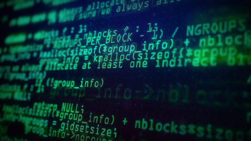 Close-up of Green Program Code on a Computer Screen in Defocus. Software development and hacking concept. Technology, coding, programming Royalty-Free Stock Footage #1062390046