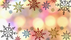 beautiful Christmas video with colorful snowflakes on a light background