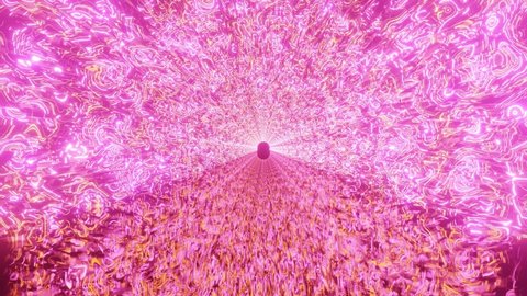 Highly abstract moving neon lights tunnel 3d illustration vj loop