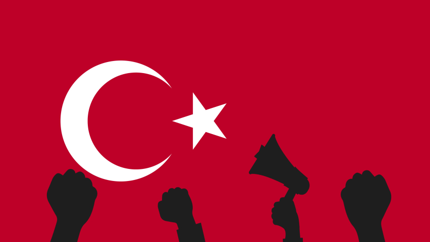 protest, demonstration of people in Turkey. 4k video resolution.