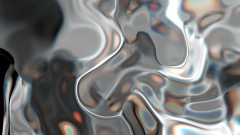 Abstract Liquid Waves Flowing Motion Background. Fluid Mercury Metal liquid flowing. 3D Abstract Animated Background. Liquid Water surface waving slow motion, Oil, Fuel, Chemical materials smelting.