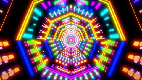 Multicolor Trippy Abstract Neon Lights Music Video Background Seamless Loop VJ 3D Rainbow Color Paterns Psychedelic Hypnotizing Music Video Background