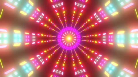 Infinite Trippy Tunnel Neon Lights Seamless Loop VJ 3D Good Music Video Background for Partying Red and Pink nuances Infinite Patterns