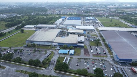 Kuching, Sarawak / Malaysia - November 14, 2020: The Samajaya Light Industrial Zone where all the major electronics, solar and semiconductor plants are located