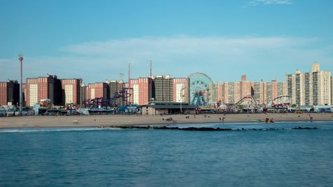 Coney Island Timelapse From Pier At Daytime