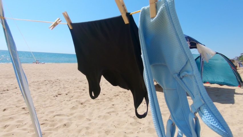 Drying Swimwear Clothing At Rope Stock Footage Video 100 Royalty Free Shutterstock