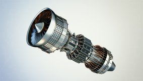 Concept of Industry 4.0 Generated Engineering Turbine. Seamless Rotate Part of Electric Aircraft Engine in Projection. 3d Analysis Technological Process of Movement Powerful Fuel Innovation in Science - Powered by Shutterstock - Get 15% off with code: PIKWIZARD15