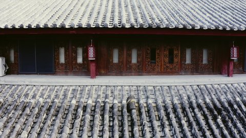 Oriental rooftop architecture on traditional Chinese building