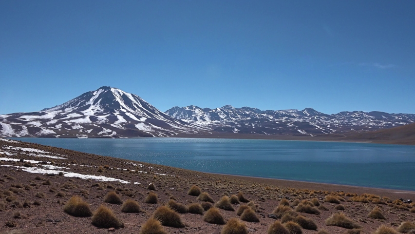 Chile. Atacama Desert.Breathtaking footage of the Atacama Desert lakes. Beautiful contrasting colours, inspiring landscape.