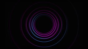 Abstract seamless loop neon circle. Blue and purple neon circles hi-tech motion background seamless loop. Video 3D animation