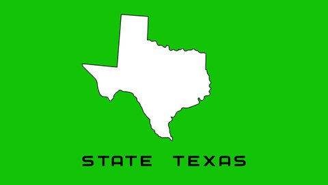 Texas State of USA. Animated map of USA showing state of Texas. Outline map of Texas federal state highlighted from map of USA. Texas zoom close up on alpha channel. For elections, documentaries, news