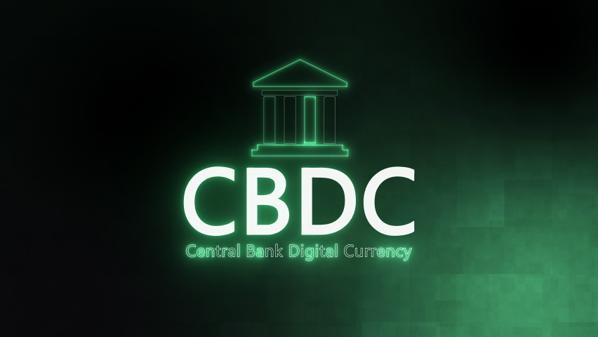 Central Bank Digital Currency (CBDC) - Animation on the future background.  4K, UHD Royalty-Free Stock Footage #1062465118