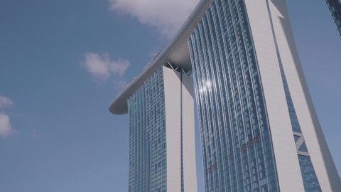 Singapore - January 20, 2020: Urban landscape of Singapore. Modern skyscraper Marina Sand Bay