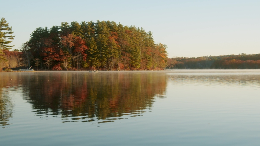 Crisp autumn morning sunrise on a lake in Maine