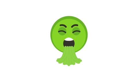 Emoji Vomiting Animated Icon. 4k Animated Icon to Improve Project and Explainer Video