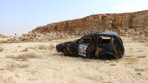 A car bearing the ISIS logo was destroyed by the international coalition airstrikes.
Aleppo, Syria December 24, 2016