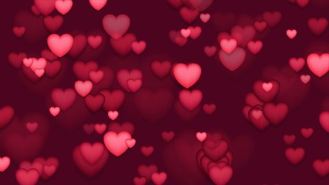 Red and pink hearts abstract St Valentines Day motion background. Seamless looping. Video animation Ultra HD 4K 3840x2160