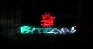 Bitcoin symbol futuristic cyberpunk loop animation. Seamless and loopable abstract 3d rendering intro. Crypto currency mining, blockchain technology and virtual money concept. - Powered by Shutterstock - Get 15% off with code: PIKWIZARD15