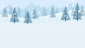 Snowfall in the mountains. Falling snowflakes on the forest. Animation of a winter background with copy space. Looping 4k footage - Powered by Shutterstock - Get 15% off with code: PIKWIZARD15