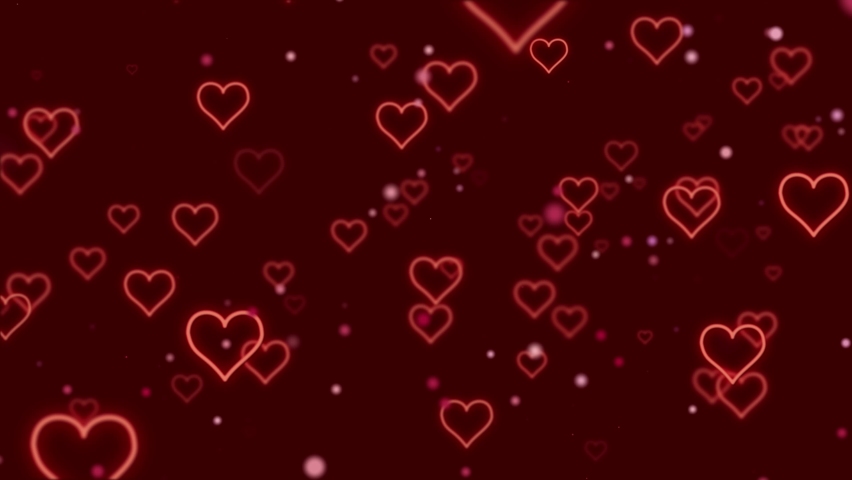 Loop video. Abstract red hearts on dark background. Concept: valentine's day, anniversary, mother's day, marriage, invitation e-card. Seamless loop 4k video.  Royalty-Free Stock Footage #1062491539
